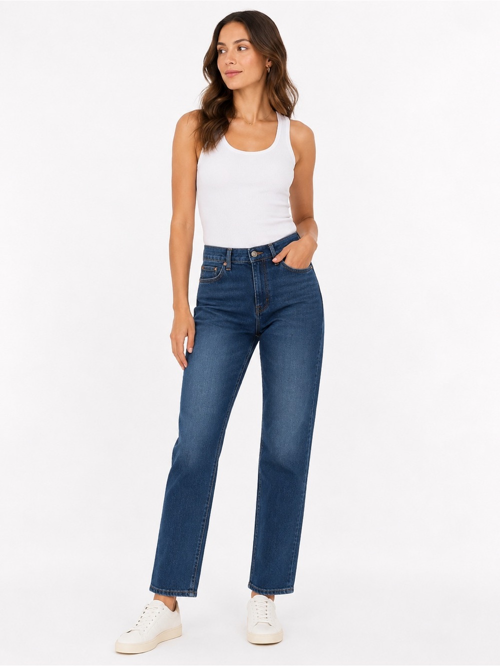 Hudson Jeans Mid-Rise Straight Leg Jeans - Indigo Blue
